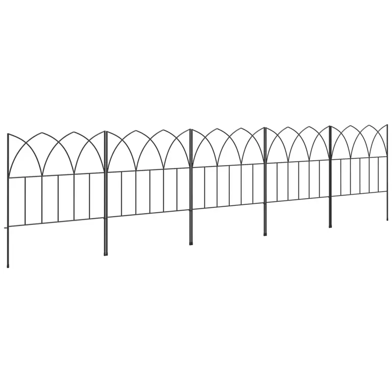 Retur ușor Outsunny Lot de 5 panouri de gard de grădină decorative din metal, bordură de grădină, pat de flori - dim. 205 x 45,5 cm