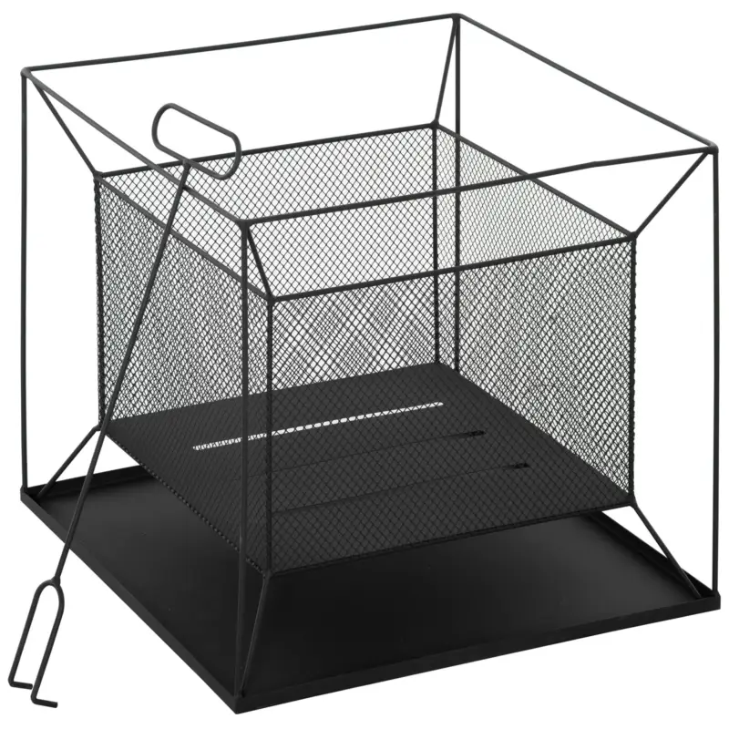 Cumpără acum Brazier de Gradina Portabil din Metal Outsunny, Brazier in aer liber cu Design suspendat si Vatrai, 45x45x43cm Negru
