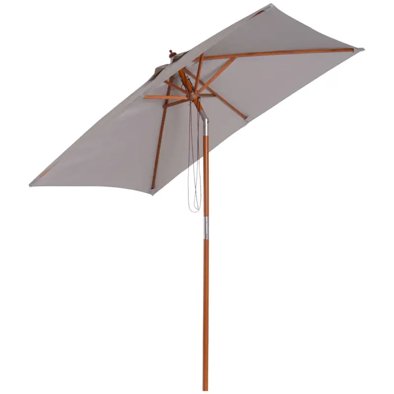 Ofertă specială Outsunny Umbrela de Gradina Reglabila Design Modern di Lemn 2x1.5m, Gri