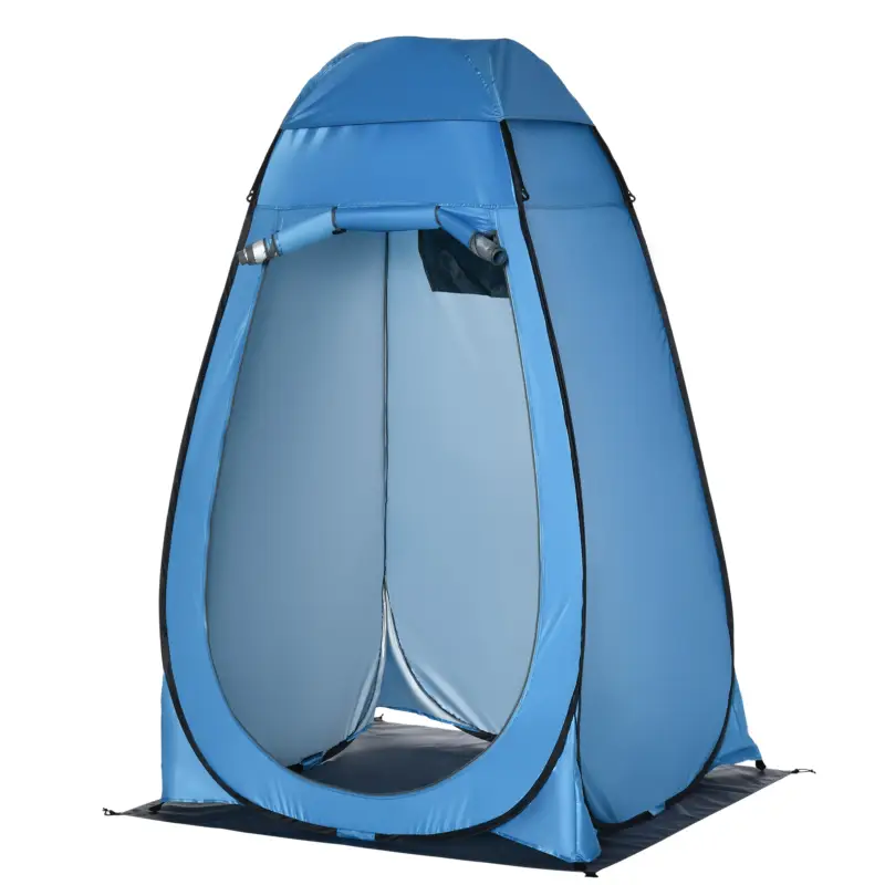 Outsunny Cort de Dus pentru Camping, cu Fermuar, Geanta de Transport si Buzunar, 126x124x189 cm, Albastru Doar azi