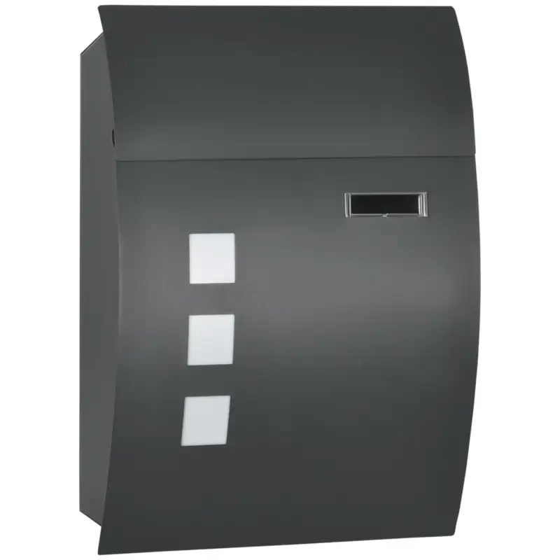Preț redus HOMCOM Cutie Postala Curbata din Otel Zincat cu 3 Fante si 2 Chei de Securitate incluse, 45x10x32 cm, Gri