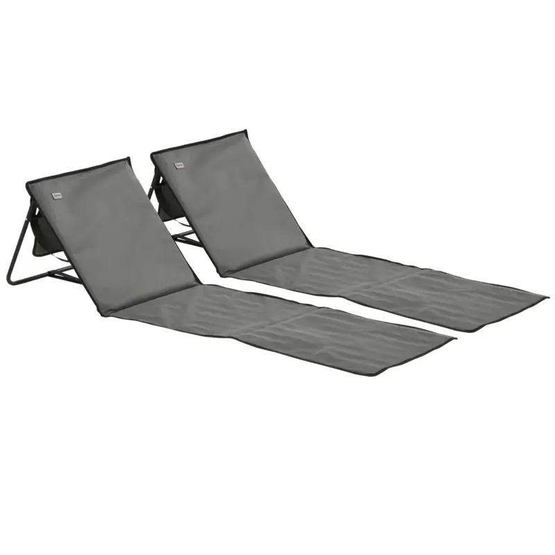 Livrare expres Outsunny Set 2 Șezlonguri Pliabile cu Unghi Reglabil și Buzunar cu Fermoar, 142x51x40 cm, Albastru