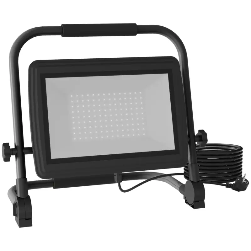 HOMCOM Proiector LED de lucru 6500K cu cap rotativ și suport reglabil, din aluminiu și metal, 35x20x32 cm, negru Reducere specială