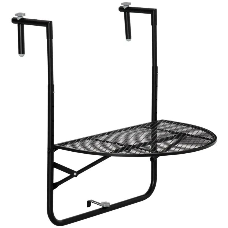 Outsunny masa de agatat pentru balcon, masuta metalica de instalare pe perete, Neagra Promoție