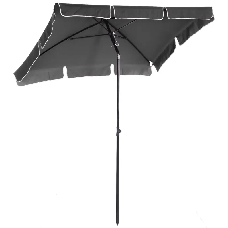 Ofertă exclusivă Outsunny Umbrelă de Grădină Înclinabilă cu Margini Ondulate și 4 Brațe din Aluminiu, 198x130x245 cm, Gri Închis