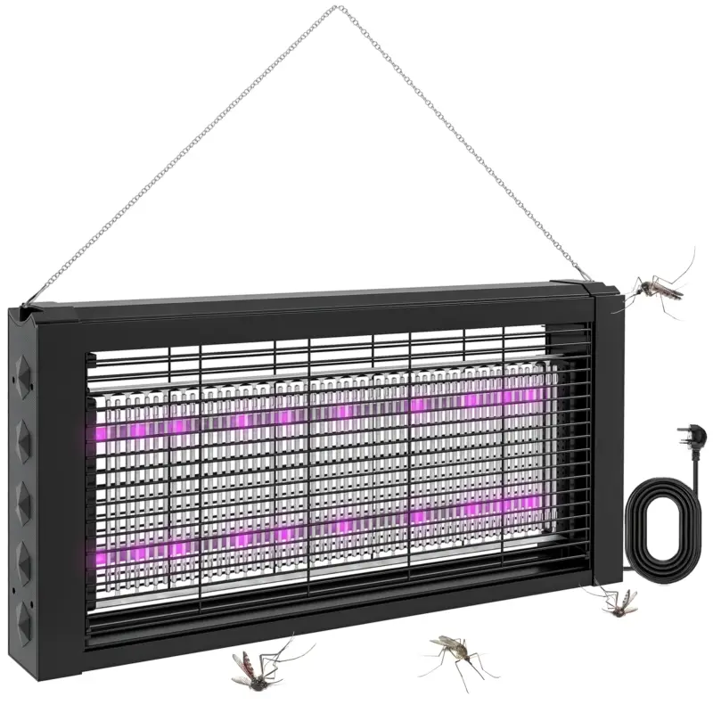 Ofertă de sezon HOMCOM Lampă Anti-Țânțari de Interior 8W cu Lanț și Plasă de Protecție Negru