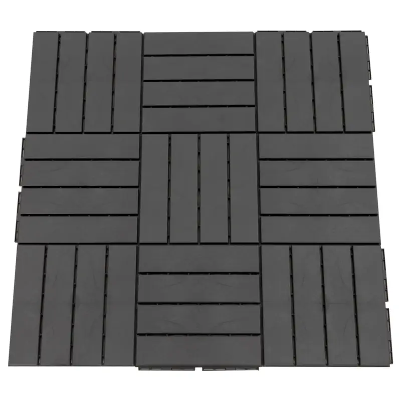 Ofertă exclusivă Outsunny Set 9 Caramizi de Cuplat pentru Terasa 30x30x2cm, 0.81 mq, Negru