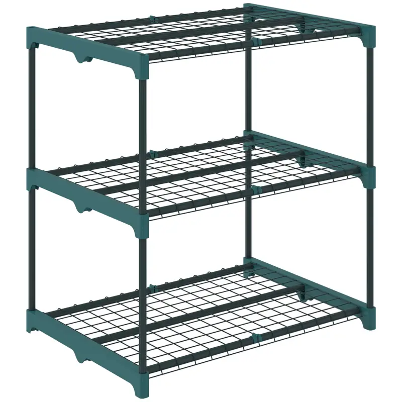 Outsunny Suport pentru plante cu 3 etaje, suport flori de 72 cm pentru interior și exterior, raft pentru plante din oțel Verde închis Cumpără online