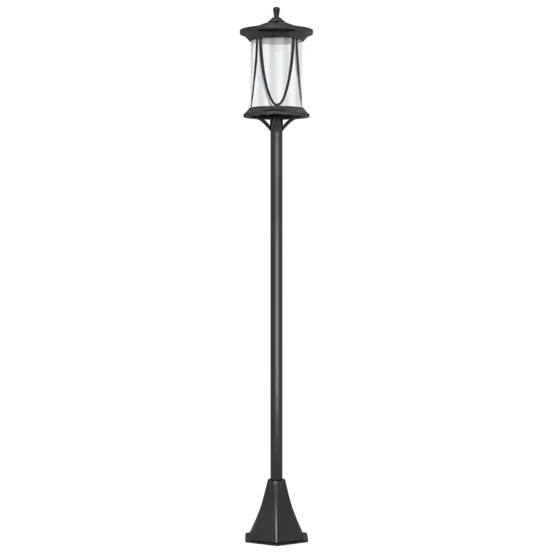 Outsunny Lampadar Solar cu 6h Autonomie și Ancorare în Sol, Lampadar de Exterior din Policarbonat și ABS IP44, 17x17x127 cm, Negru Retur ușor