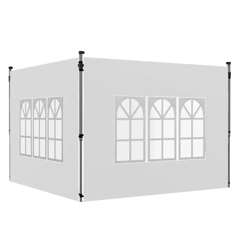 Outsunny Pereți Laterali pentru Foișor 3x3 sau 3x4 cu Ferestre Incluse, din Plastic și Țesătură Oxford, 295x195 cm, Alb Plată securizată