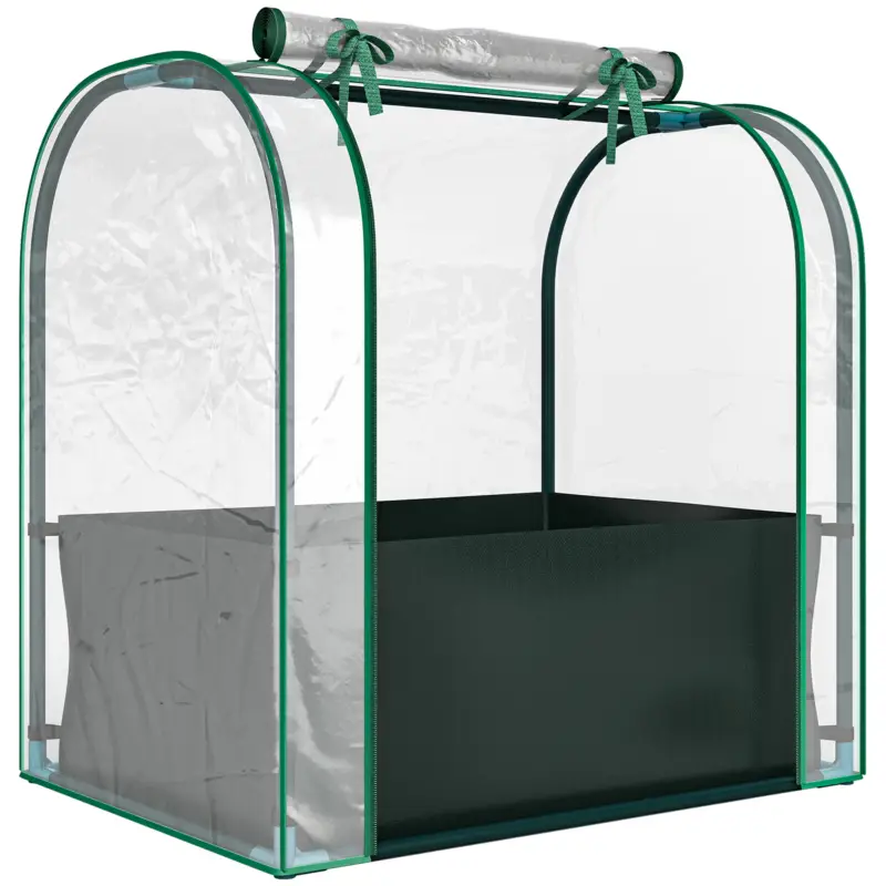 Outsunny Mini Sera de Grădină cu Sac de Plantare, Sera pentru Grădină cu Ușă Rulantă, Structură din Oțel, Acoperire din Plastic, pentru Legume, Flori, Plante, Verde Închis Reduceri