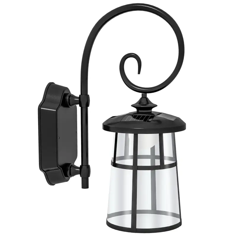 Ofertă de sezon Outsunny Lampă de Grădină cu Panou Solar, Impermeabilă IP44 și Aprindere Automată, Neagră