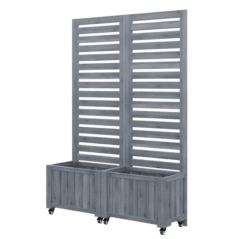 Cel mai vândut Ghiveci cu spalier, 2 jardiniere mari și 2 spalieri de grădină ca suport pentru plante cățărătoare, 102,5x32x152,5 cm, Gri