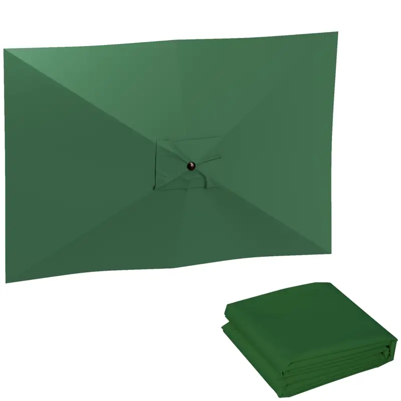 Outsunny Pânză de Schimb pentru Umbrelă Dreptunghiulară 3x2 m cu 6 Spițe, Poliester Anti-UV 50+, Verde Cel mai bun preț
