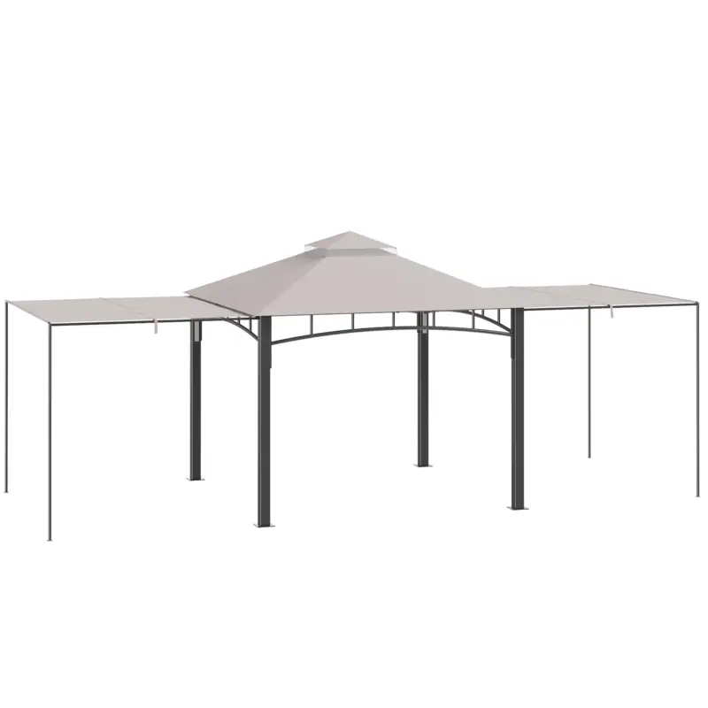 Livrare rapidă Outsunny 3 x 3 (m) Foisor Exterior cu Copertina Dubla Reglabila, Copertina pentru Acoperis Dublu, Trei Dimensiuni, pentru Gradina, Terasa, Curte, Veranda, Pridvor