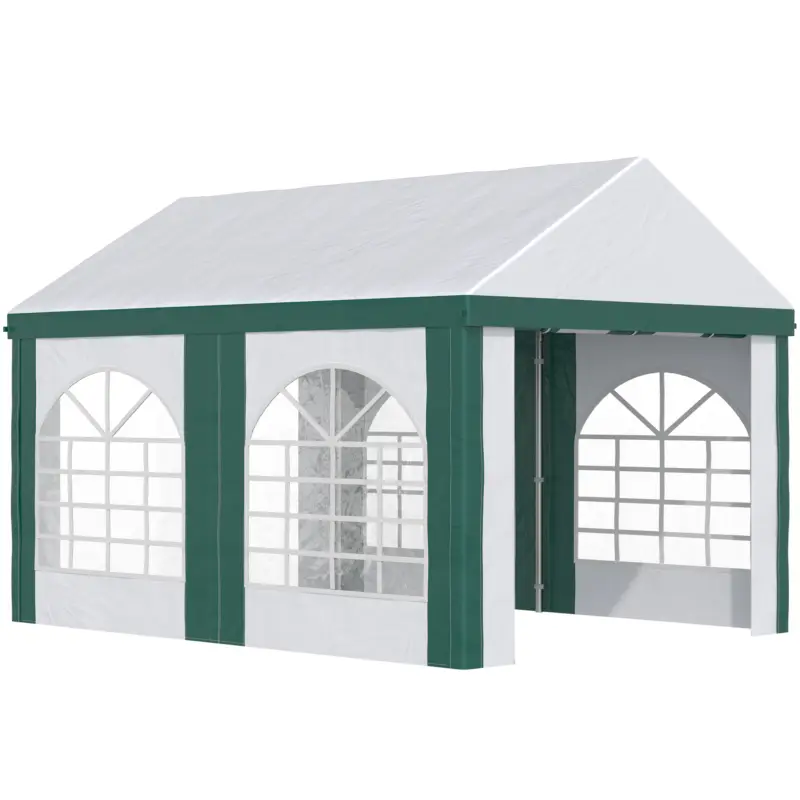 Outsunny Cort pentru petreceri 4 x 3 (m) cu pereti laterali, patru ferestre si usi duble, Cort de exterior pentru petreceri, nunti si evenimente Retur ușor