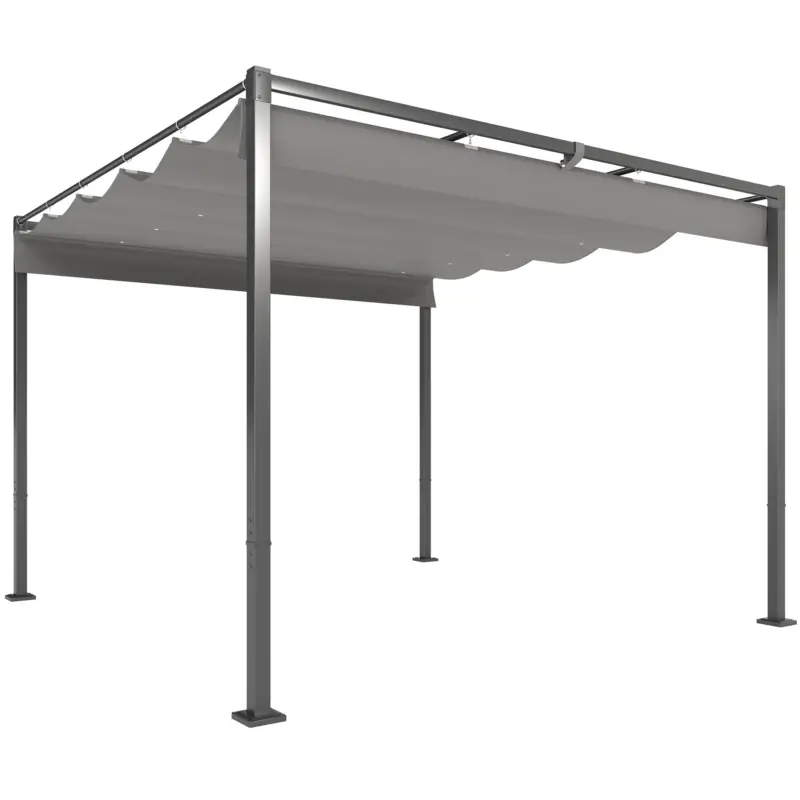 Outsunny Pergolă de grădină 3 x 3 m cu acoperiș retractabil, pavilion, baldachin pentru umbră, UPF30+, gri Ofertă