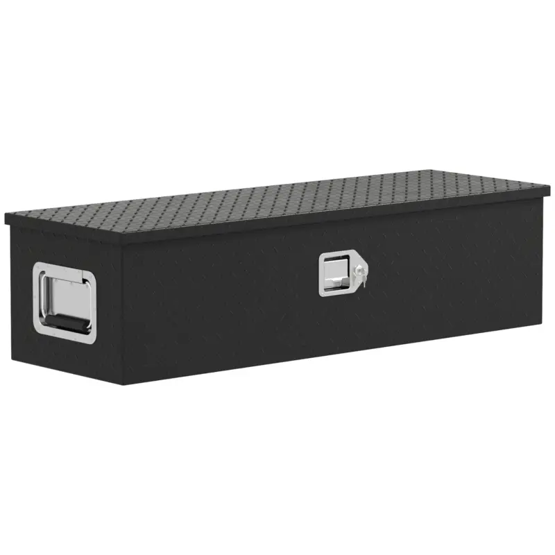 HOMCOM Cofră de depozitare stabilă din aluminiu cu mânere laterale, lacăt și chei, cutie de scule, 99 x 33 x 25,4 cm Calitate înaltă