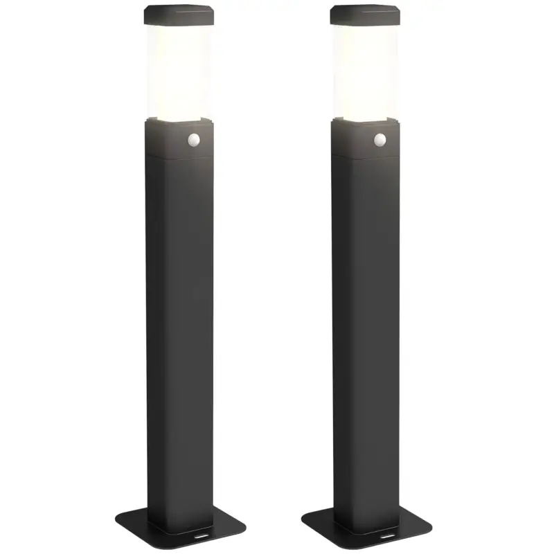 Outsunny Set de 2 lampi de exterior, stalpi luminoase LED, Etanche IP65, Lumina pentru alei si drumuri, negru Reducere specială