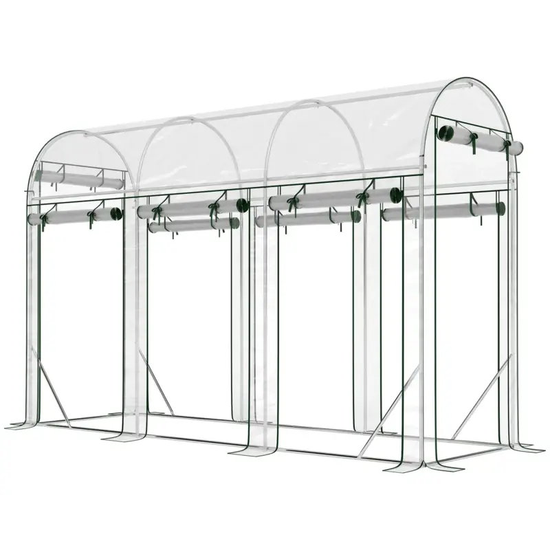 Retur gratuit Outsunny Seră tip tunel pentru grădină 3 m², seră de grădină, cadru din oțel galvanizat, 8 uși rulante, 295x100x197cm, transparent