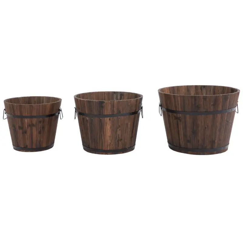 Reduceri Outsunny set 3 ghivece pentru plante, lemn