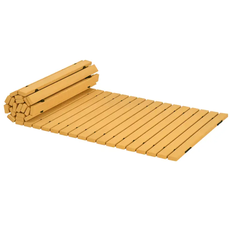 Outsunny Pasarelă de Grădină cu Plăci Arrotolabile și Semi-Flexibile, din Lemn de Molid, 185x60 cm, Galben Transport gratuit