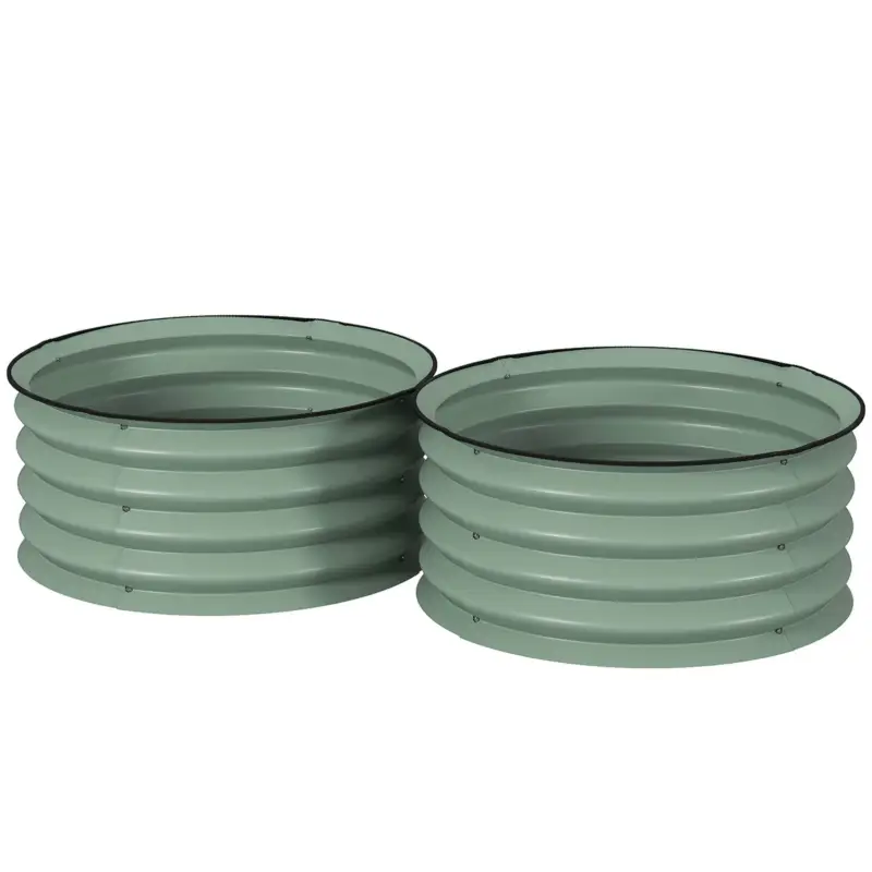 Outsunny Set de 2 ghivece verzinkte, Ø60 x 30H cm ghivece pentru flori cu bază deschisă pentru diverse plante, Grün Reducere