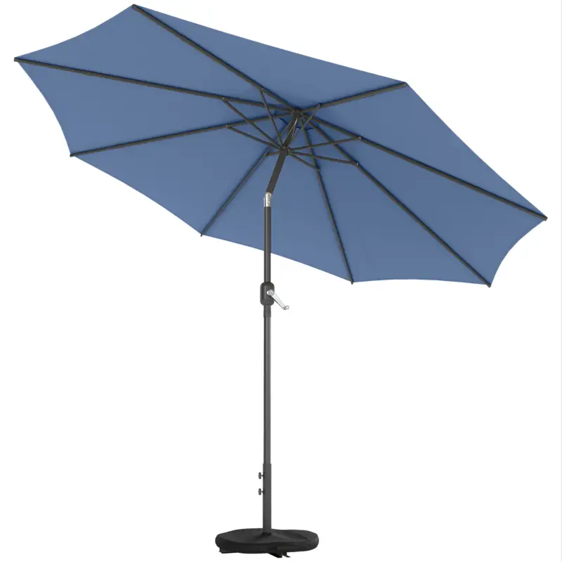 Outsunny Umbrelă de soare Ø295 cm, UV 30+ umbrelă rotundă pentru balcon, umbrelă de plajă, umbrelă de piață pentru plajă balcon grădină, Albastru Preț promoțional