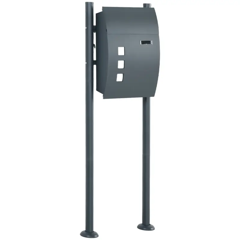 HOMCOM Cutie Poștală, pentru Corespondență, Blocabilă, Suportabilă, 2 Chei, Oțel, 44 cm x 15 cm x 114 cm, Gri Închis Ofertă