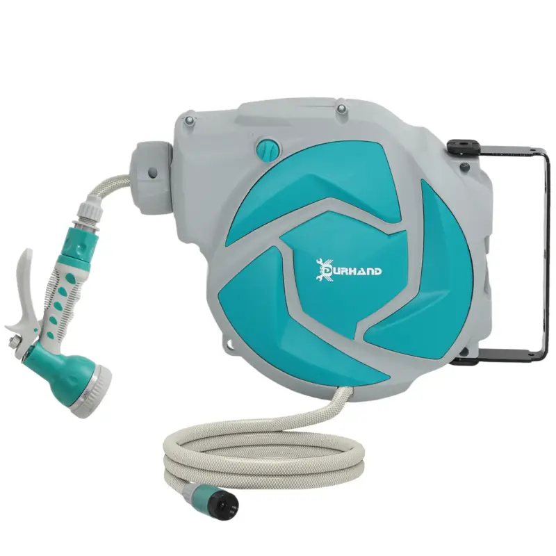 DURHAND Furtun retractabil de perete cu tambur 10+1 m, retractare automată și cap cu 7 funcții, rotativ 180° Livrare expres