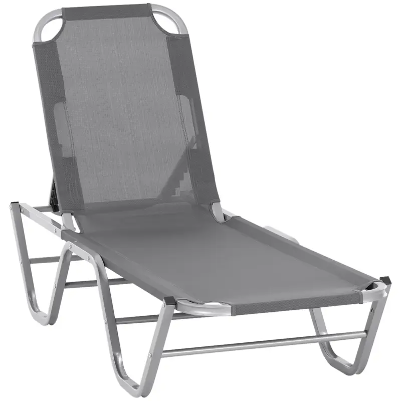 Outsunny Sezlong din aluminiu, sezlong pentru gradina cu spatar reglabil pe 5 pozitii, 163x58.5x91cm, argintiu Doar azi