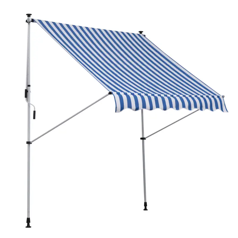 Preț mic Outsunny Copertina pentru soare pentru exterior tip rulou cu manivela, inaltime si unghi reglabil, 200x150cm, albastru
