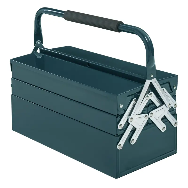 DURHAND Cutie de unelte Caseta de unelte Montaj Cufăr de unelte gol economisire spațiu cu 5 rafturi pliante stabil Oțel (SPCC) Verde închis 45 x 20 x 34,5 cm Ultima șansă