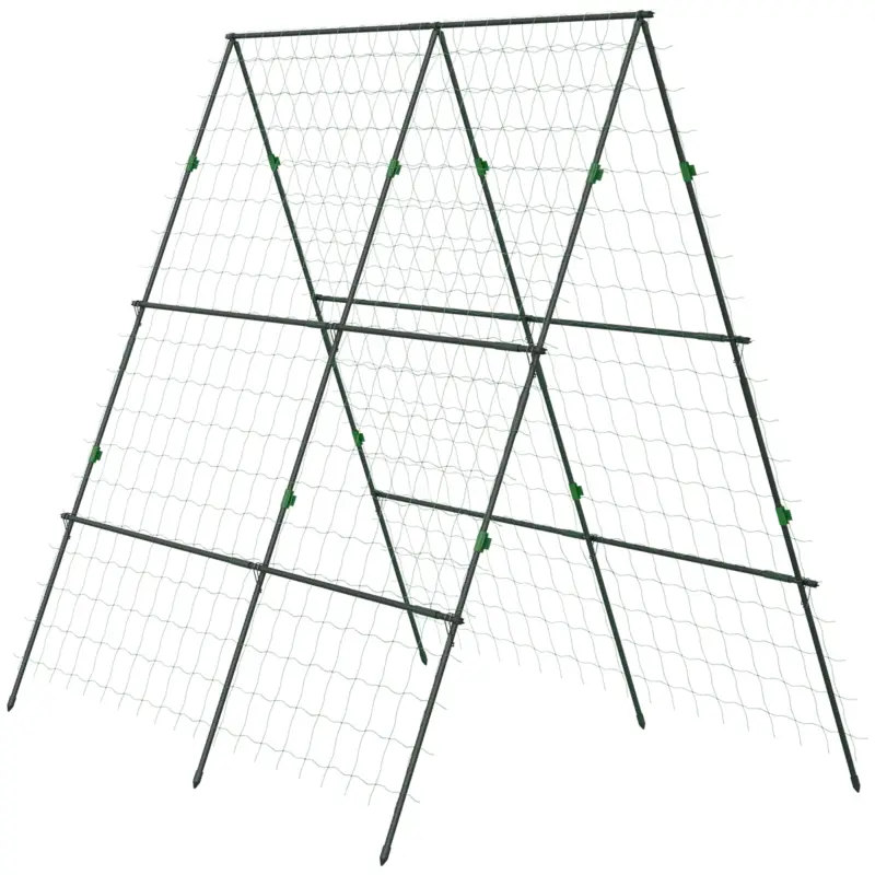 Outsunny Spalier de grădină suport pentru plante cățărătoare în formă de A din oțel, 3 niveluri cu înălțime reglabilă, 180 x 100 x 180 cm, verde Ofertă de sezon