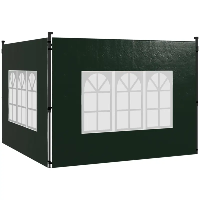 Reducere specială Outsunny Set 2 Prelate pentru Foișor 3x3 m și 3x6 m cu Ferestre, din PE și Plastic, 293x193 cm, Verde