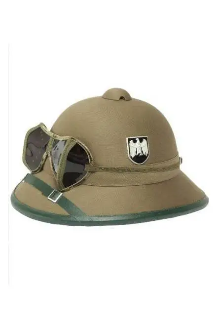 Expediere rapidă Cască Tropicală WWII cu Ochelari – Reproducere Afrika Korps cu Detalii Autentice