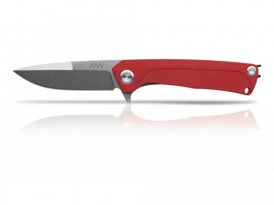 Briceag Militar Z100 Stonewash Plain Edge G10 Anv Knives Red Expediere rapidă