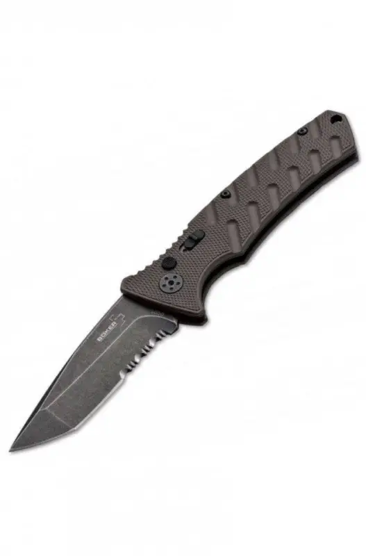 Livrare expres Briceag Automat Boker Plus Strike Coyote Tanto